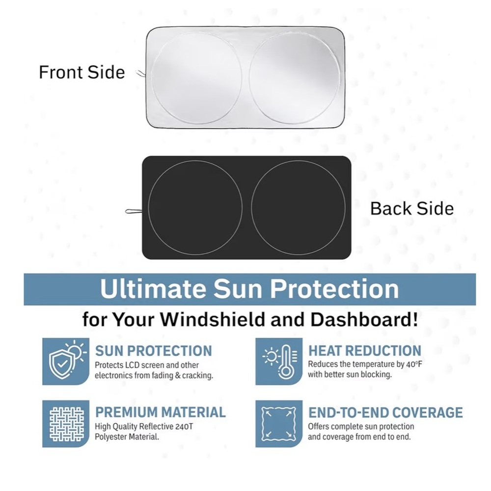 NWT AutoVir Reflective Windshield Sun Shade (Medium 64x32)
